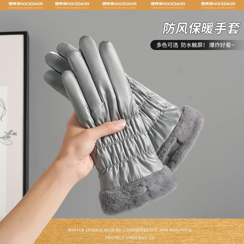 Women's Touchscreen Winter Gloves – Fleece Windproof Ski Winter Gloves Babs Grey