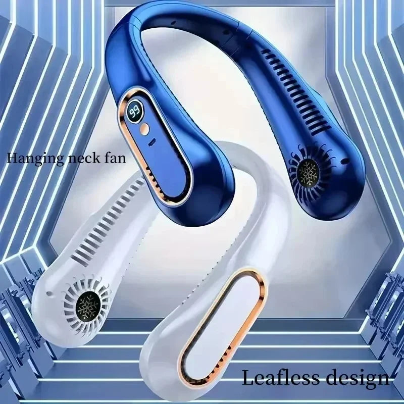HOMEFISH Leafless Neck Fan | 5-Speed USB Rechargeable + LED Wearable Neck Fan Babs
