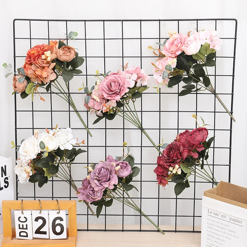 Silk Rose Bridal Bouquet – Artificial Hydrangea & Peony Flowers Artificial Flower Bouquet Babs
