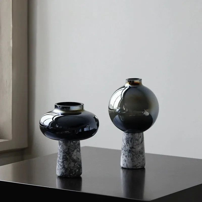 Glass Marble Vase – Modern Luxury Decorative Flower Bottle Decorative Glass Vase Babs