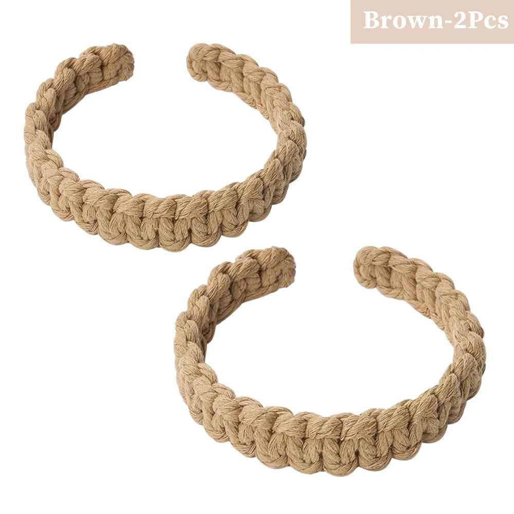 No-Drill Twist Curtain Tiebacks – Braided Rope Holdbacks Curtain Tiebacks Babs Brown 2Pcs
