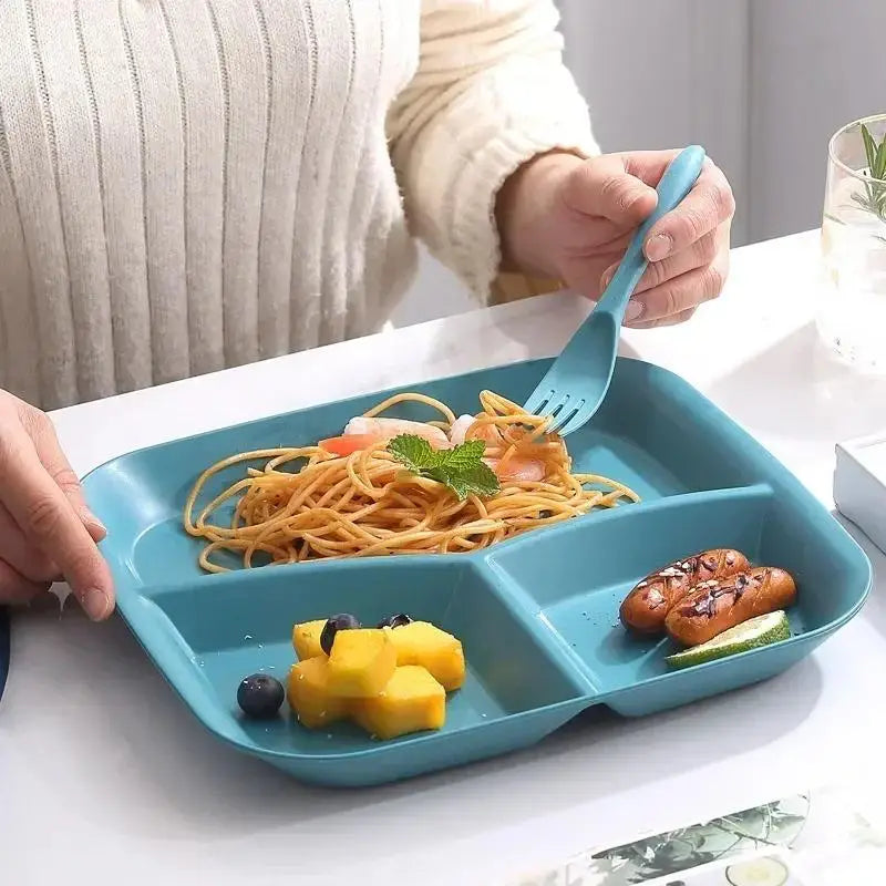 3-Grid Divided Dining Plate – Dishwasher & Microwave Safe PP Divided Dining Plate Babs