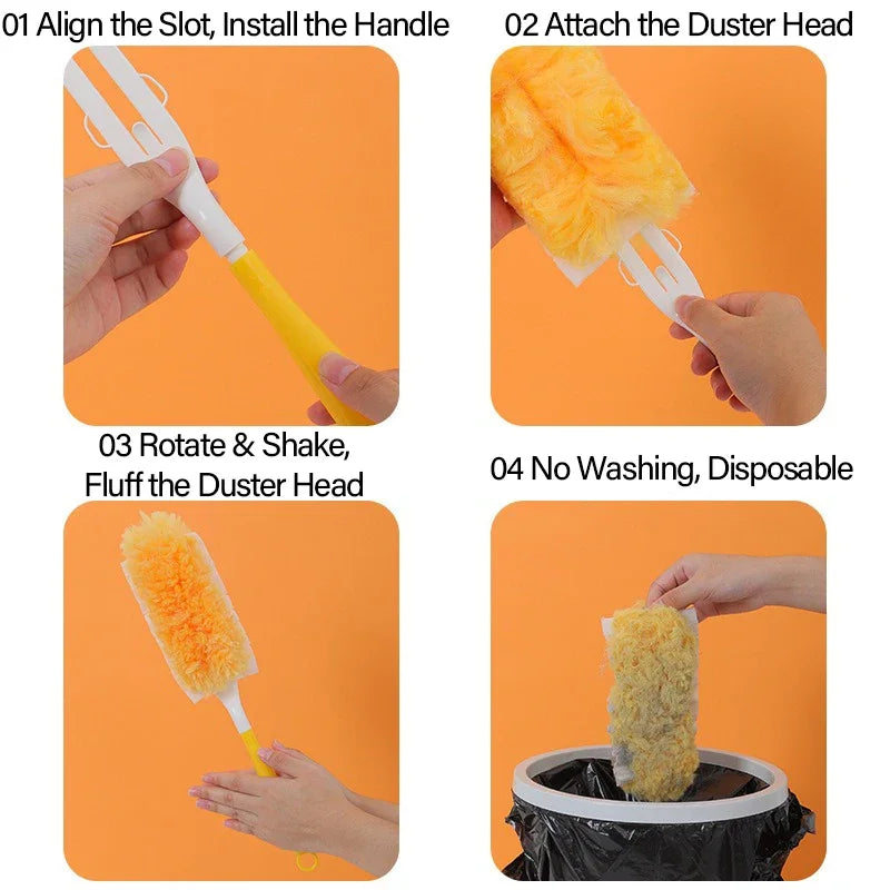 Double-Sided Electrostatic Microfiber Duster – Dust & Cobweb Cleaner Microfiber Duster Babs