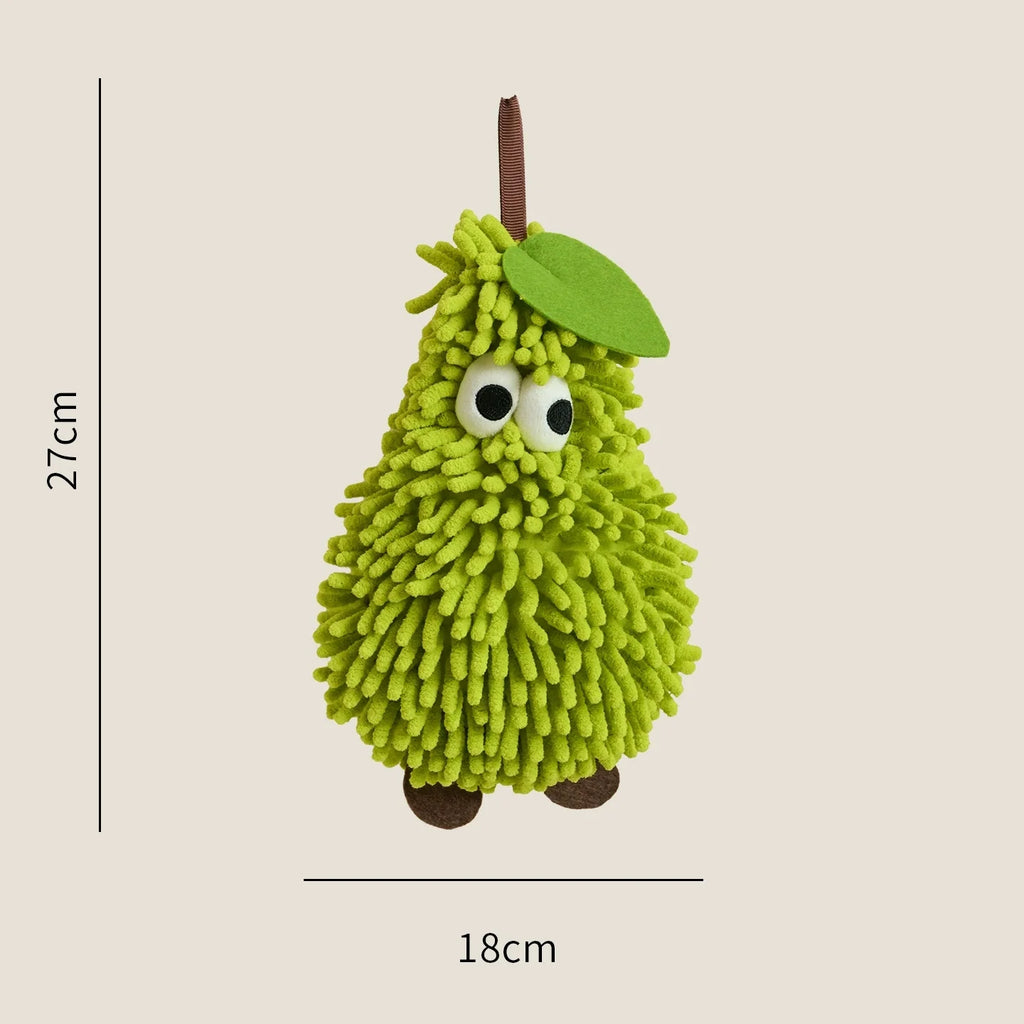 Fruit Shaped Hanging Hand Towels – Soft Chenille Washcloth Novelty Hand Towel Babs Green