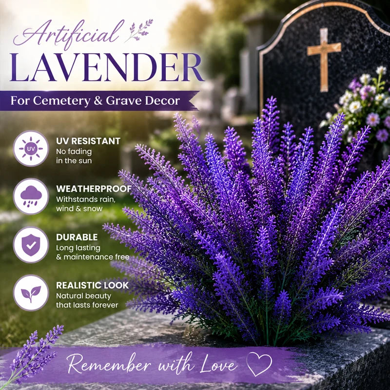 UV Resistant Artificial Lavender Branches – Outdoor Faux Flowers Artificial Flower Branches Babs