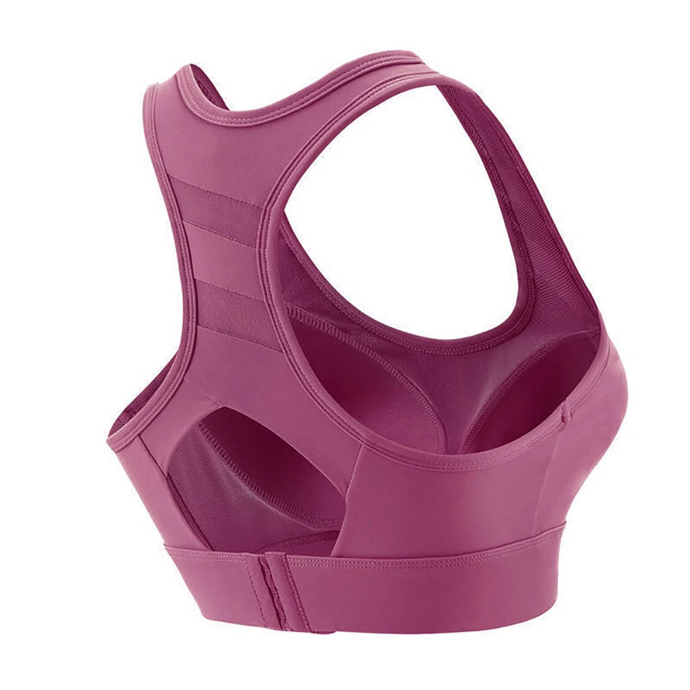 Women's High Impact Sports Bra – Push Up Racerback Yoga Top Sports Bra Babs Rose Red 1XL
