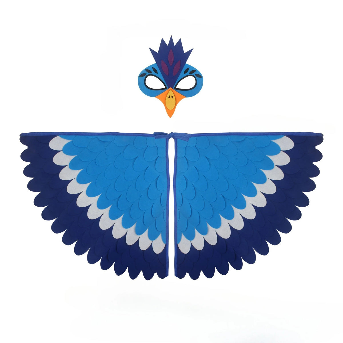 Kids Felt Bird Wing Cape & Mask Set – Halloween Costume Kids Costume Set Babs Blue-1PC