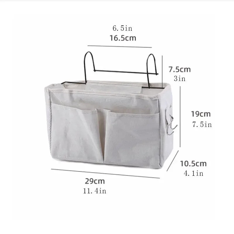 Bedside Hanging Storage Caddy – Canvas Organizer with Pockets Hanging Storage Caddy Babs