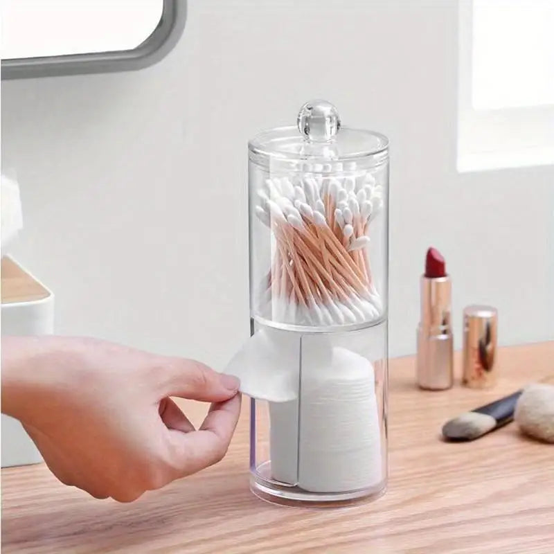 Round Acrylic Q-Tip & Cosmetic Storage Box Organizer Cosmetic Storage Organizer Babs