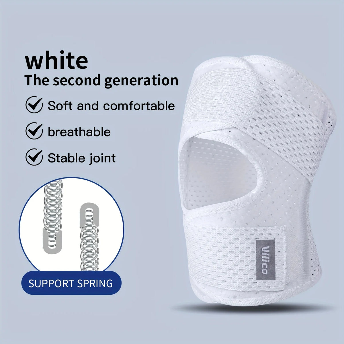 Elastic Strap Sports Knee Pads – Men & Women Support Sports Knee Pads Babs WHITE M