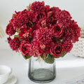 6-Piece Artificial Silk Rose & Peony Bouquet – Wedding & Home Décor Artificial Flower Bouquet Babs Red 6 PCS