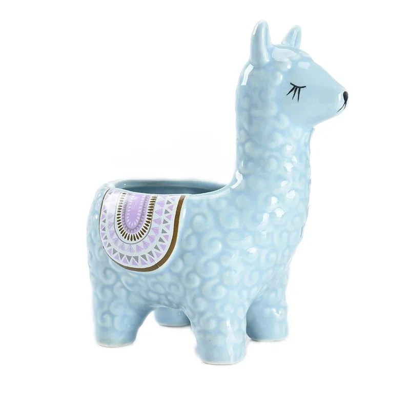 Cartoon Alpaca Ceramic Succulent Planter | Cute Desk Pot Ceramic Succulent Planter Babs