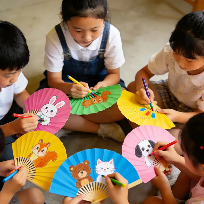 DIY Blank Paper Folding Fans – Chinese Style Kids Craft DIY Craft Fan Babs
