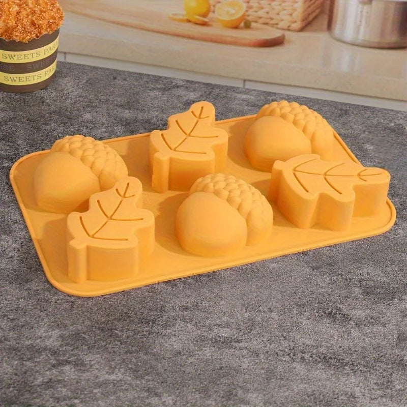 Silicone Harvest Chocolate Mold – Leaf & Nut Candy Baking Mold Silicone Baking Mold Babs