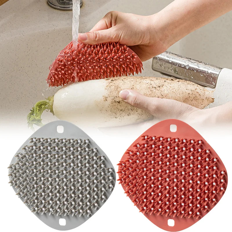 Silicone Kitchen Scrub Brush – Fruit, Vegetable & Dish Cleaner Silicone Cleaning Brush Babs