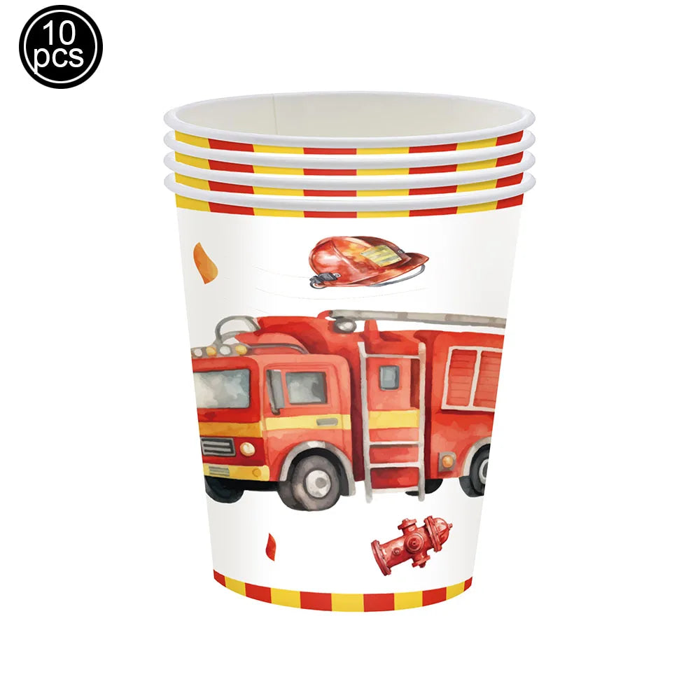Fire Truck Birthday Party Tableware – Plates, Cups & Napkins Party Tableware Set Babs Olive