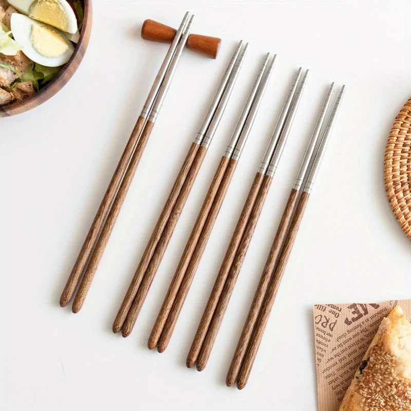 Wooden & Stainless Steel Chopsticks – Durable Dining Utensils Dining Chopsticks Babs