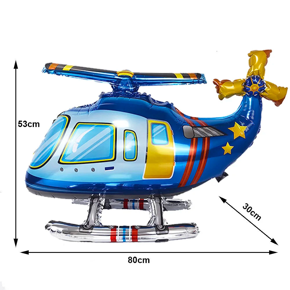 4D Helicopter Foil Balloon – Birthday Party Decoration Foil Party Balloon Babs Blue As pictures show