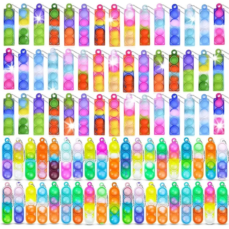 Mini Pop Keychain Fidget Toys – Kids Party Favors 10/30 Pcs Fidget Keychain Toy Babs
