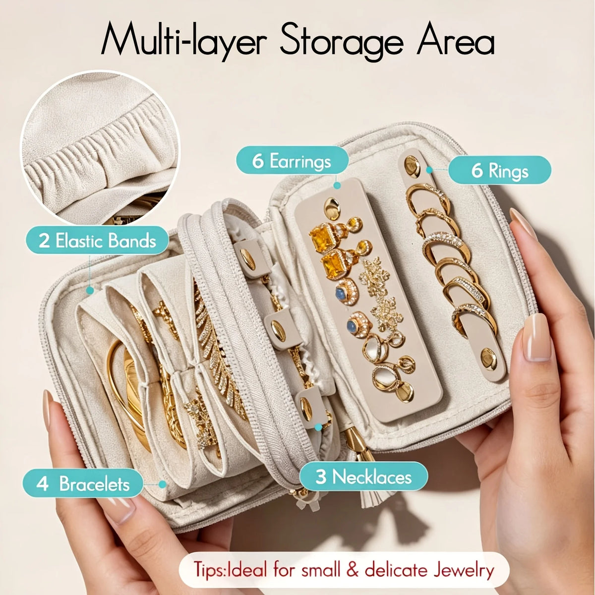 Double Layer Travel Jewelry Box – Faux Leather & Velvet Travel Jewelry Box Babs