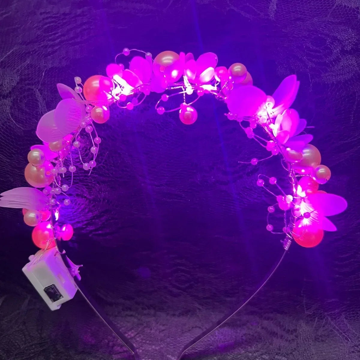 LED Crown Princess Headband – Flashing Glow Crystal Party Headwear LED Party Headband Babs mix colors