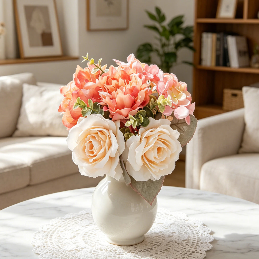 Silk Rose Peony Bridal Bouquet – Artificial Wedding Flowers Artificial Flower Bouquet Babs