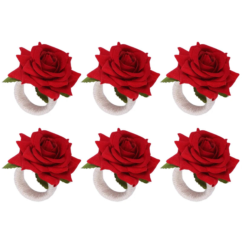 Red Rose Napkin Rings – Wedding & Party Table Decor (2/4/6 pcs) Napkin Rings Babs
