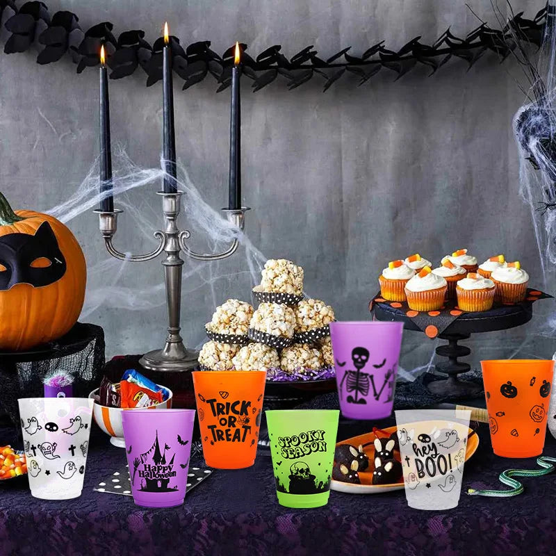 Halloween Skull Plastic Cups Boo Party Drinkware 8/16 Pack Halloween Party Cups Babs