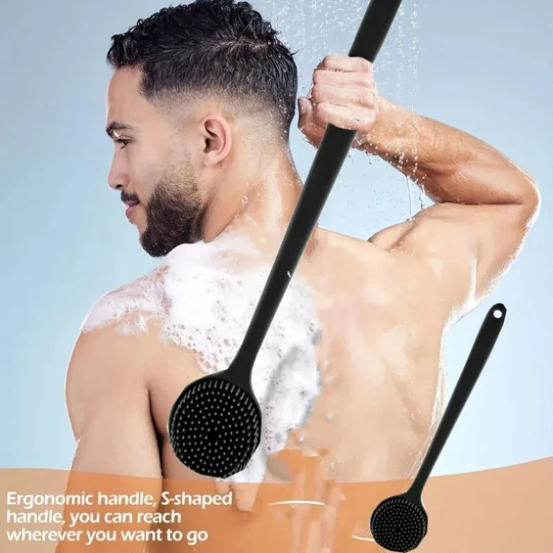 Silicone Bath Brush Long Handle Double-Sided Back Scrubber Bath Scrub Brush Babs