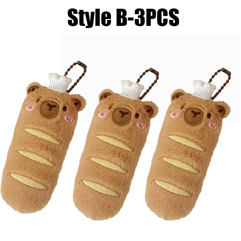 Cute Capybara Plush Keychain – Anime Bread Topper Fluffy Charm Plush Keychain Babs 140331-Style B-3PCS