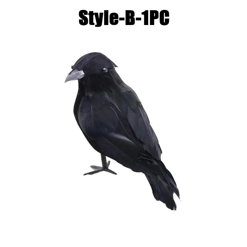 Simulation Black Crow Raven Garden Decor & Bird Repellent Garden Bird Deterrent Babs Style B-1PC