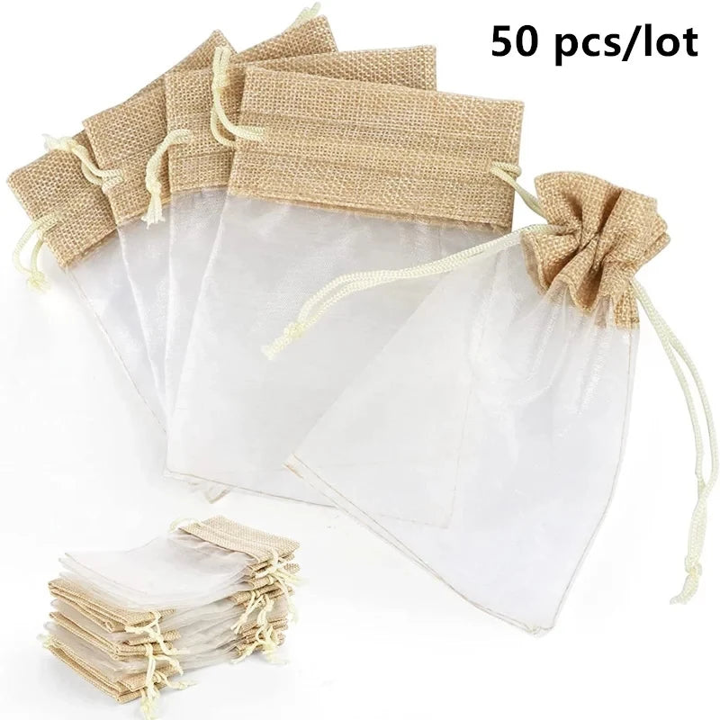 Linen Jute Drawstring Gift Bags – Wedding & Party Favors 20/50pc Drawstring Gift Bags Babs