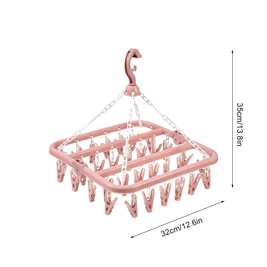 32-Clip Laundry Drying Hanger for Socks & Underwear Laundry Drying Rack Babs