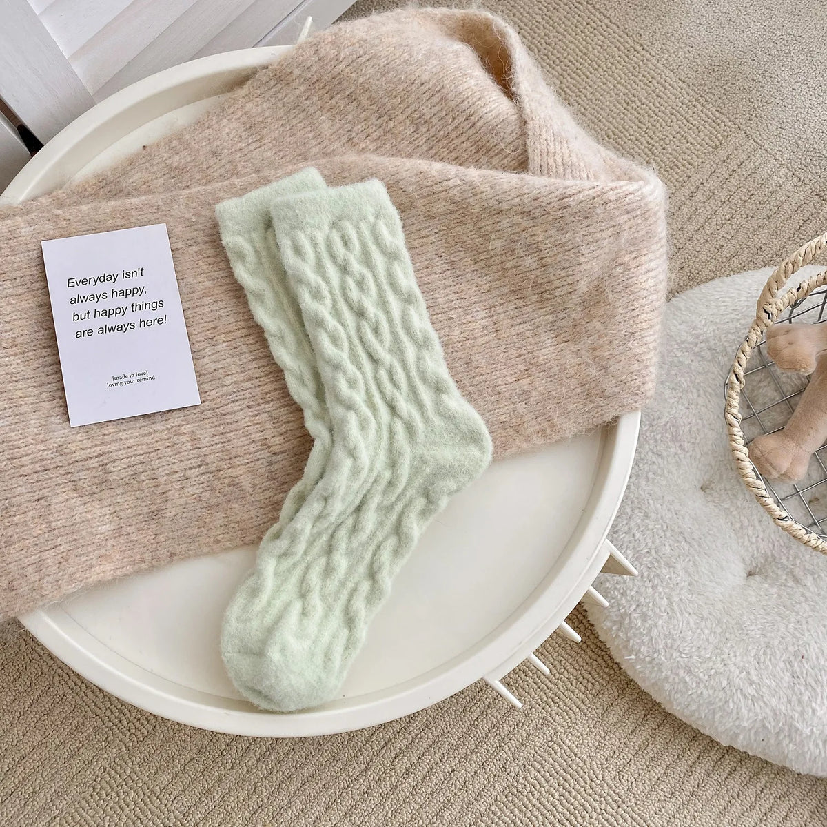 Thick Coral Fleece Winter Socks for Women – Cozy Plush Sleep Socks Plush Winter Socks Babs One Size Turquoise