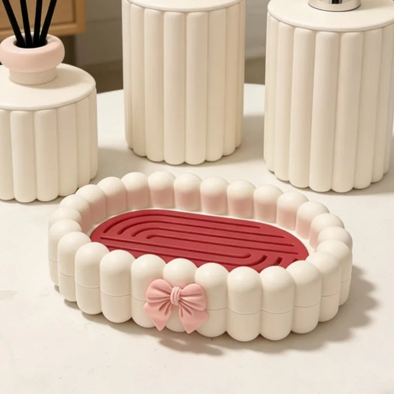 Double Layer Soap Box with Drainage & Anti-Slip Soap Holder Soap Dish Holder Babs Red