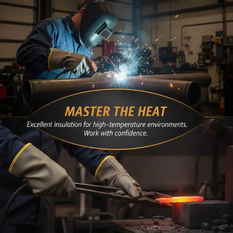 HUXUAN Leather Welding Work Gloves – Spark & Abrasion Resistant Leather Work Gloves Babs