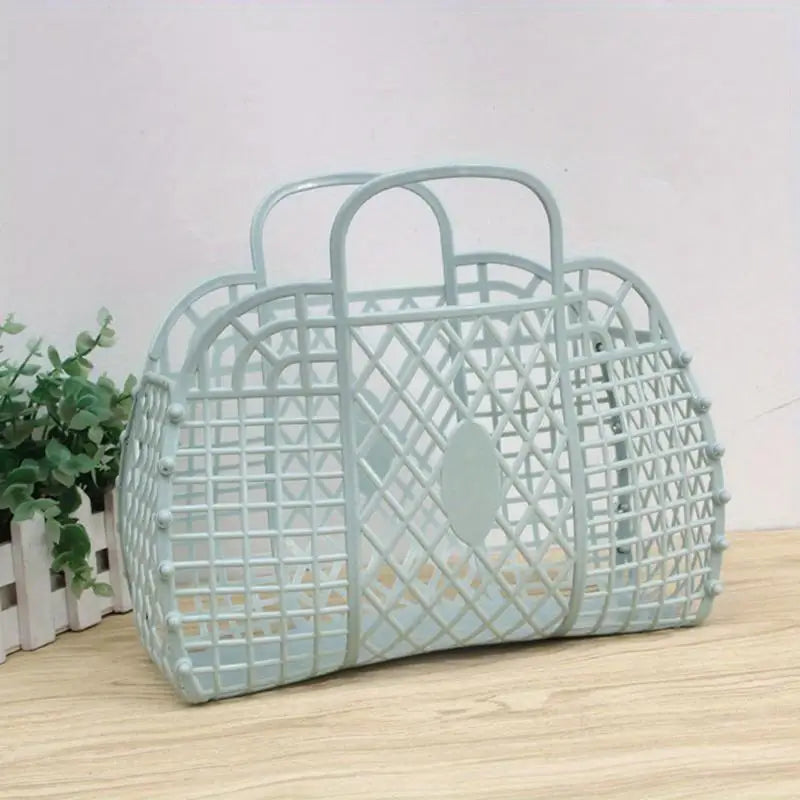 2-Pack Foldable Mesh Laundry Basket – Portable Plastic Wash Basket Foldable Laundry Basket Babs blue-2pcs