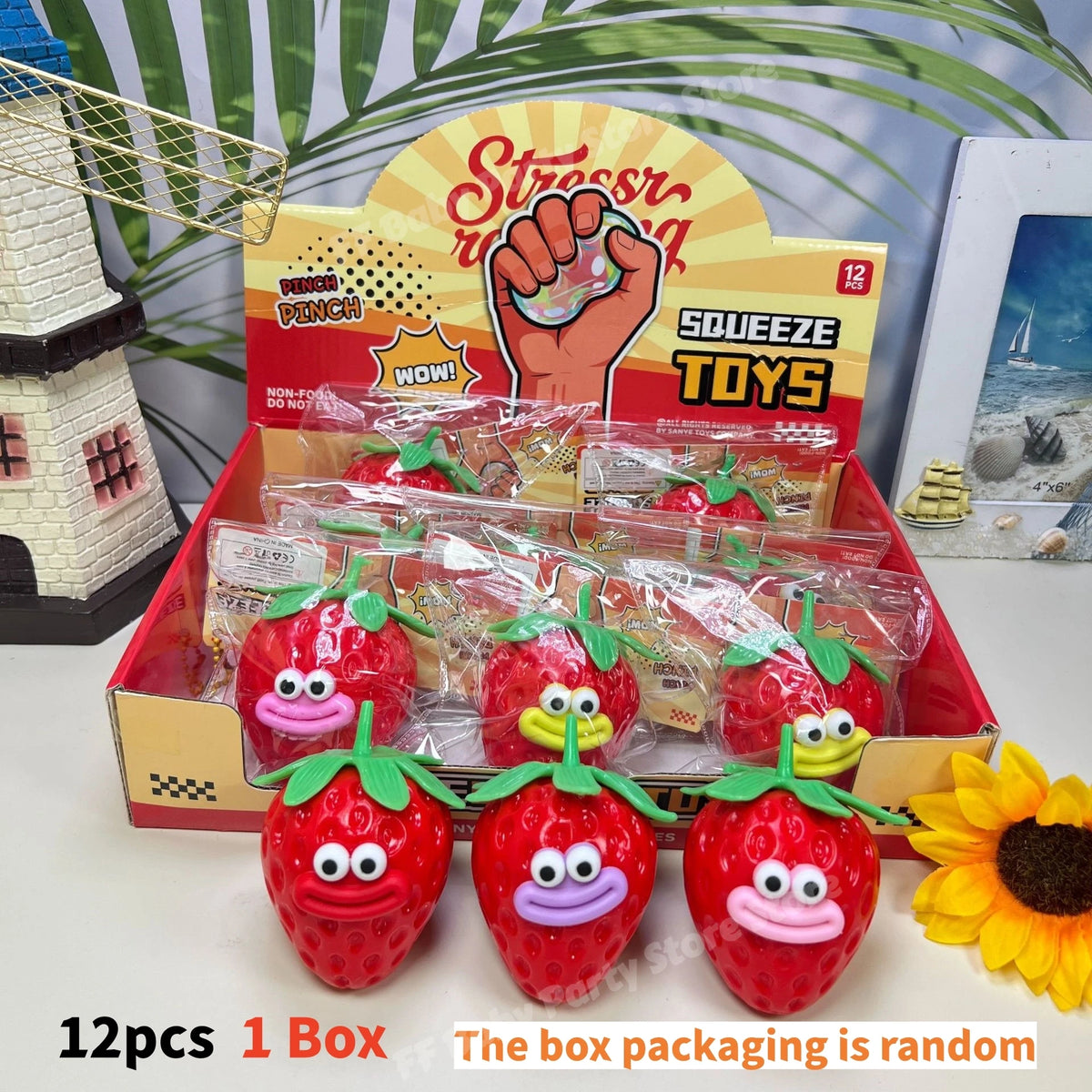 Strawberry Squeeze Fidget Toy – Squishy Sensory Stress Toy Squishy Fidget Toy Babs 1 Box