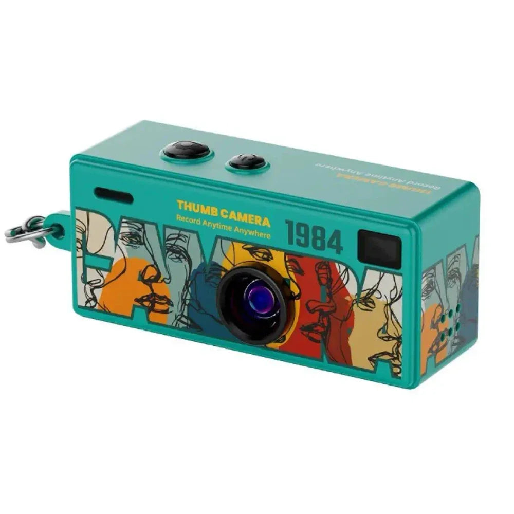 KEBIDUMEI Mini Retro Keychain Camera 1080P FHD Thumb Camcorder Mini Action Camera Babs Green No TF Card