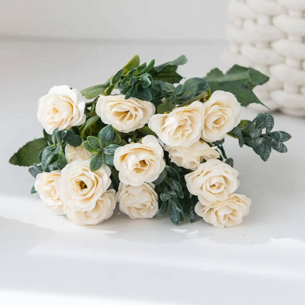 Artificial Silk Rose Bouquet – Wedding & Home Décor Gift Artificial Flower Bouquet Babs WHITE