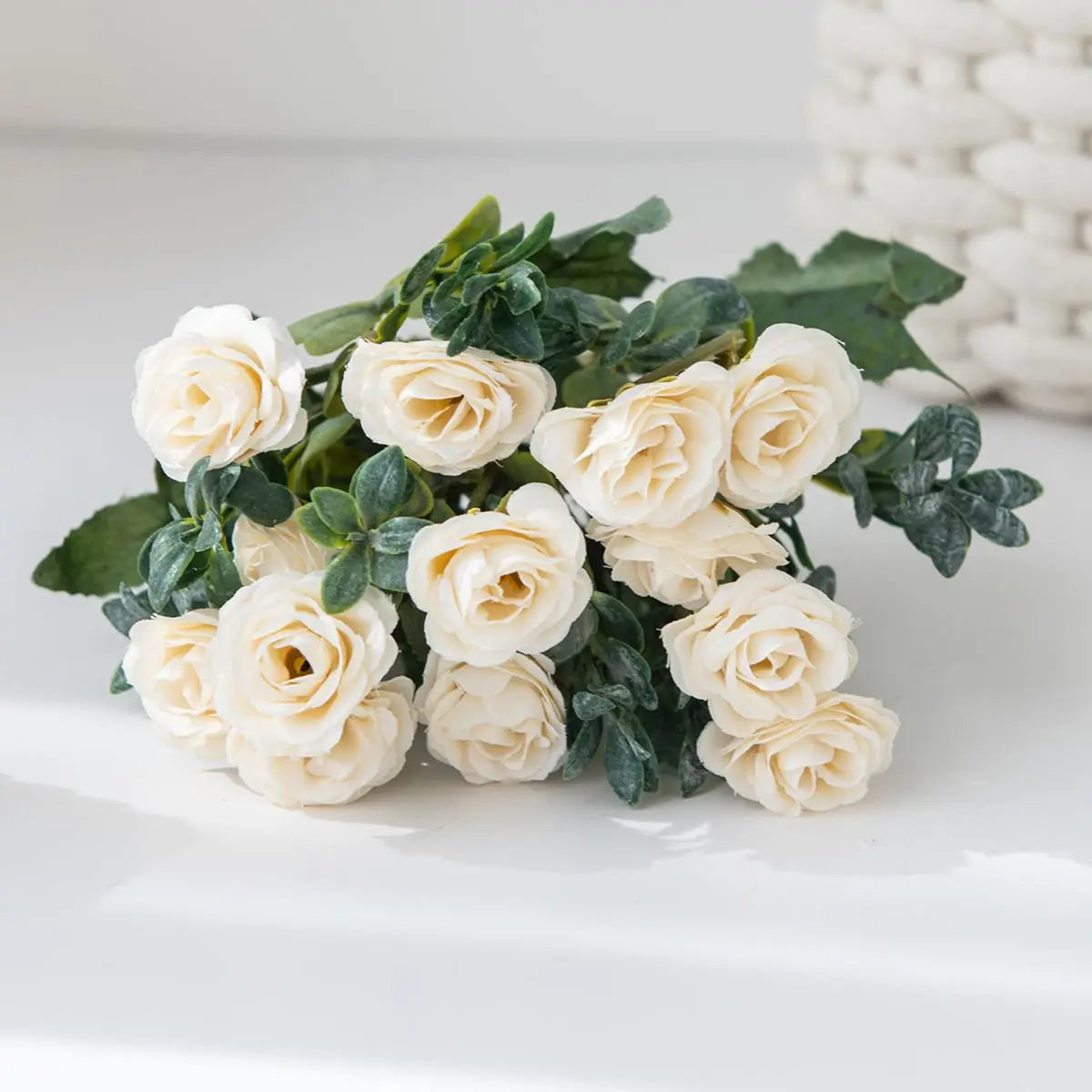 Artificial Silk Rose Bouquet – Wedding & Home Décor Gift Artificial Flower Bouquet Babs WHITE