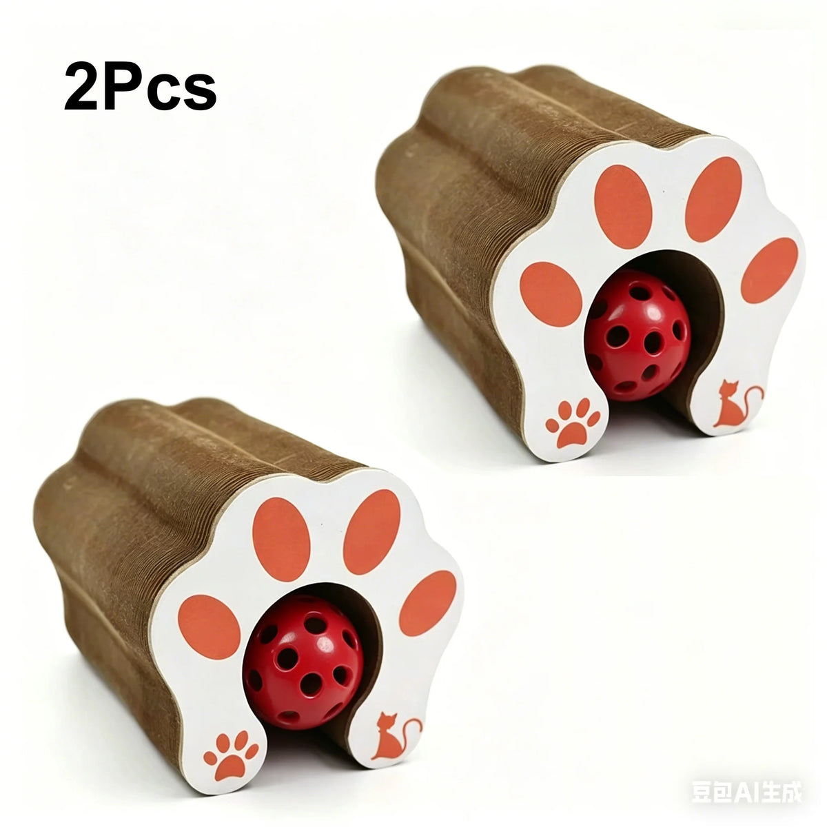 Foldable Accordion Cat Scratcher Board with Ball & Track Toy Cat Scratcher Toy Babs 2Pcs