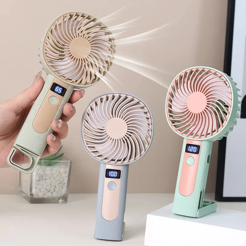 120-Speed Handheld Fan Digital Display USB-C Rechargeable 2-in-1 Handheld Portable Fan Babs