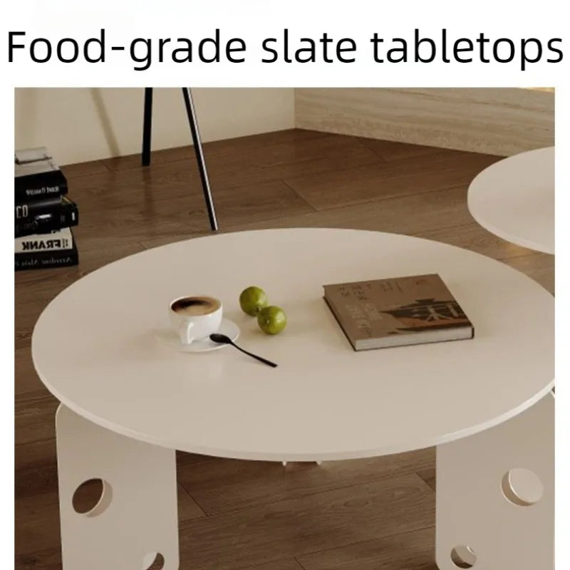 Modern Round Coffee Table – Rock Slab Top & Steel Frame Round Coffee Table Babs