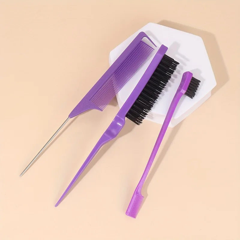 3-in-1 Hair Styling Set – Tail Comb, Edge & Eyebrow Brush Hair Styling Set Babs