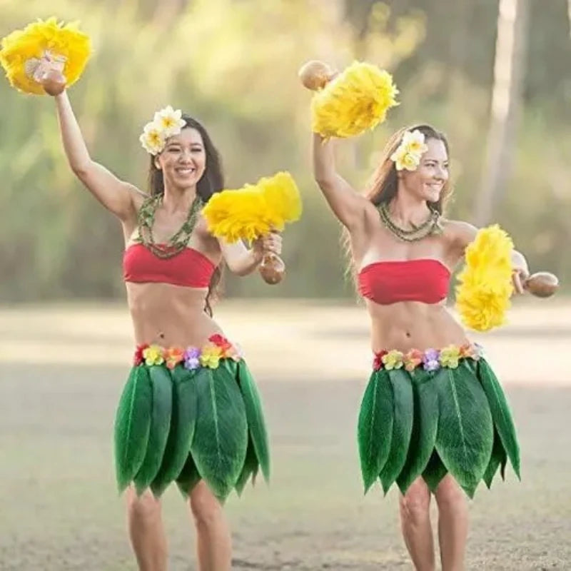 10-Piece Hawaiian Hula Skirt & Leis Set – Luau Party Costume Luau Costume Set Babs