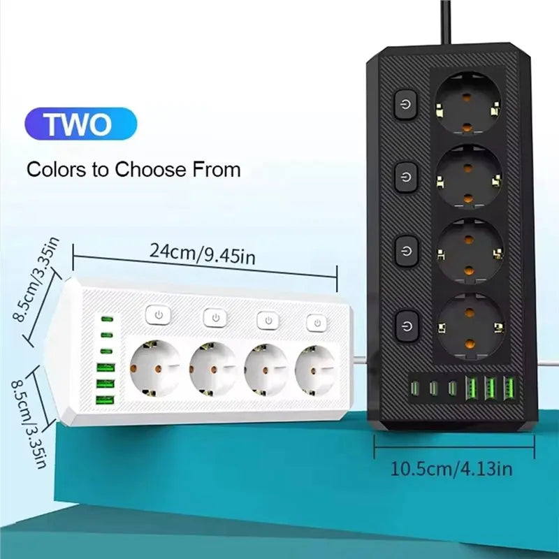 Desktop Corner Power Strip 6 Outlets 4 USB Ports EU Plug Desktop Power Strip Babs