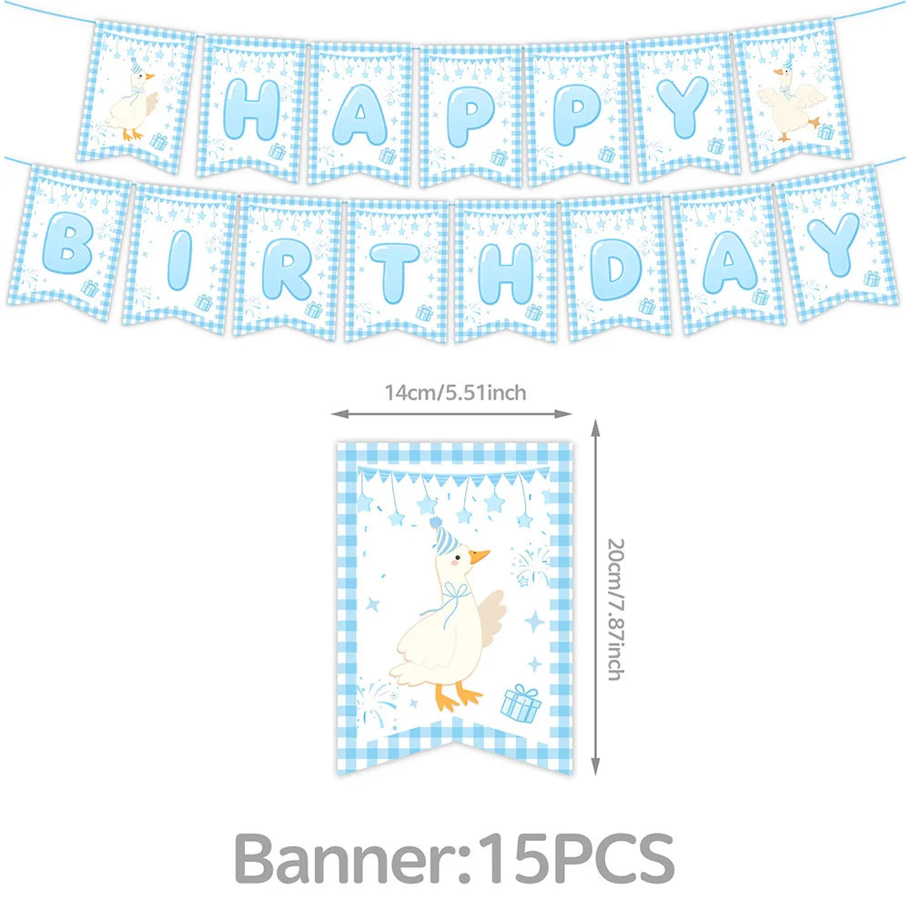 Blue Goose Party Supplies – Balloons, Banner & Cake Topper Party Decoration Set Babs DEEP BLUE