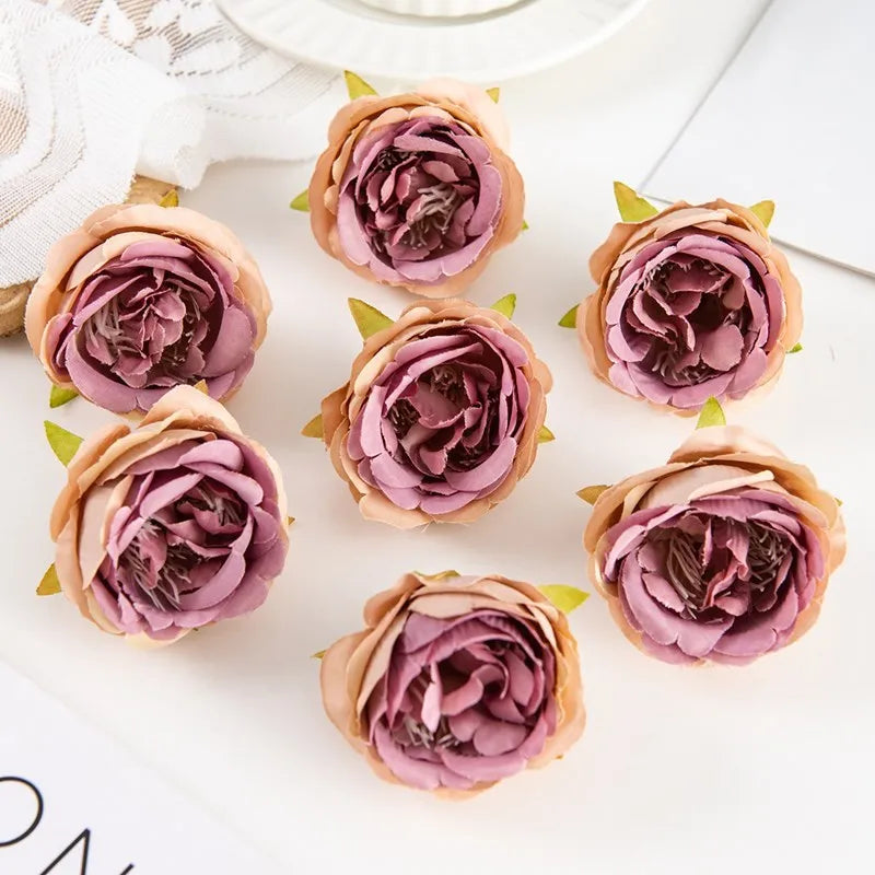 Silk Rose Artificial Flower Heads – Wedding & Home Décor Artificial Silk Flowers Babs PURPLE 10 pieces