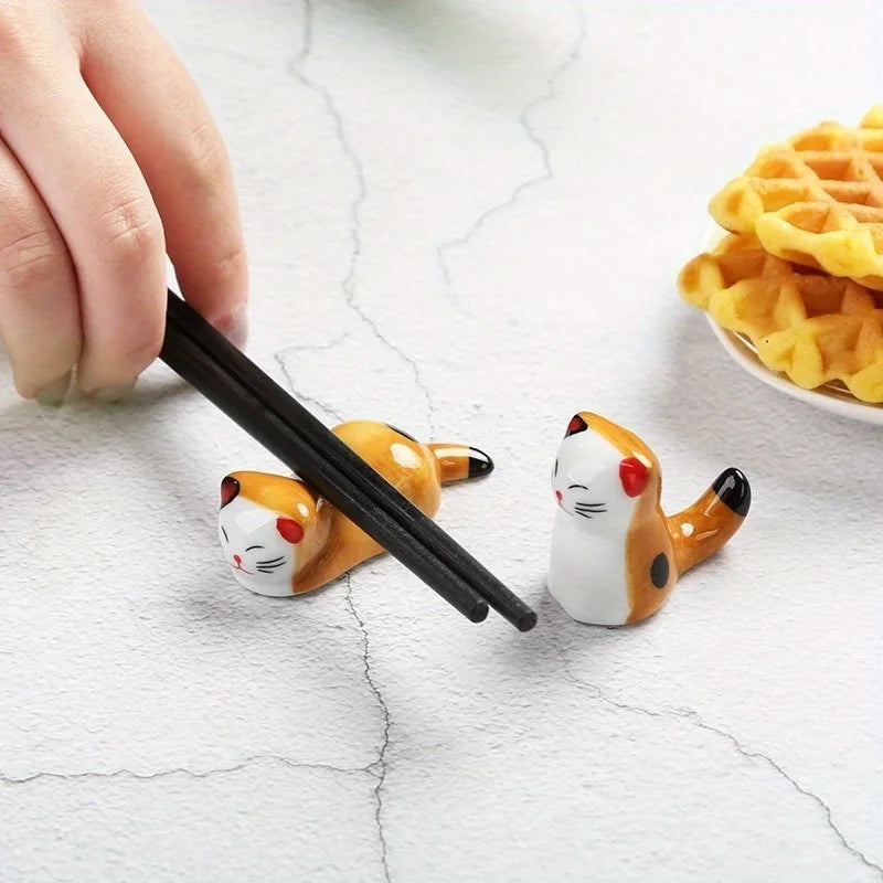 Set of 6 Ceramic Cat Utensil Rests – Chopstick & Spoon Holder Ceramic Utensil Rest Babs